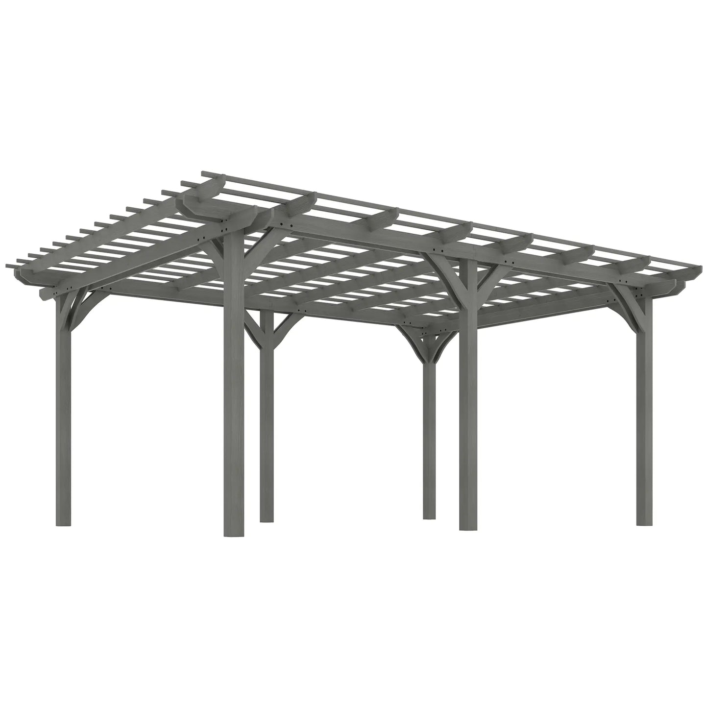 Outsunny 12' x 16' Outdoor Pergola, Wood Gazebo Grape Trellis with Stable Structure for Climbing Plant Support, Gray