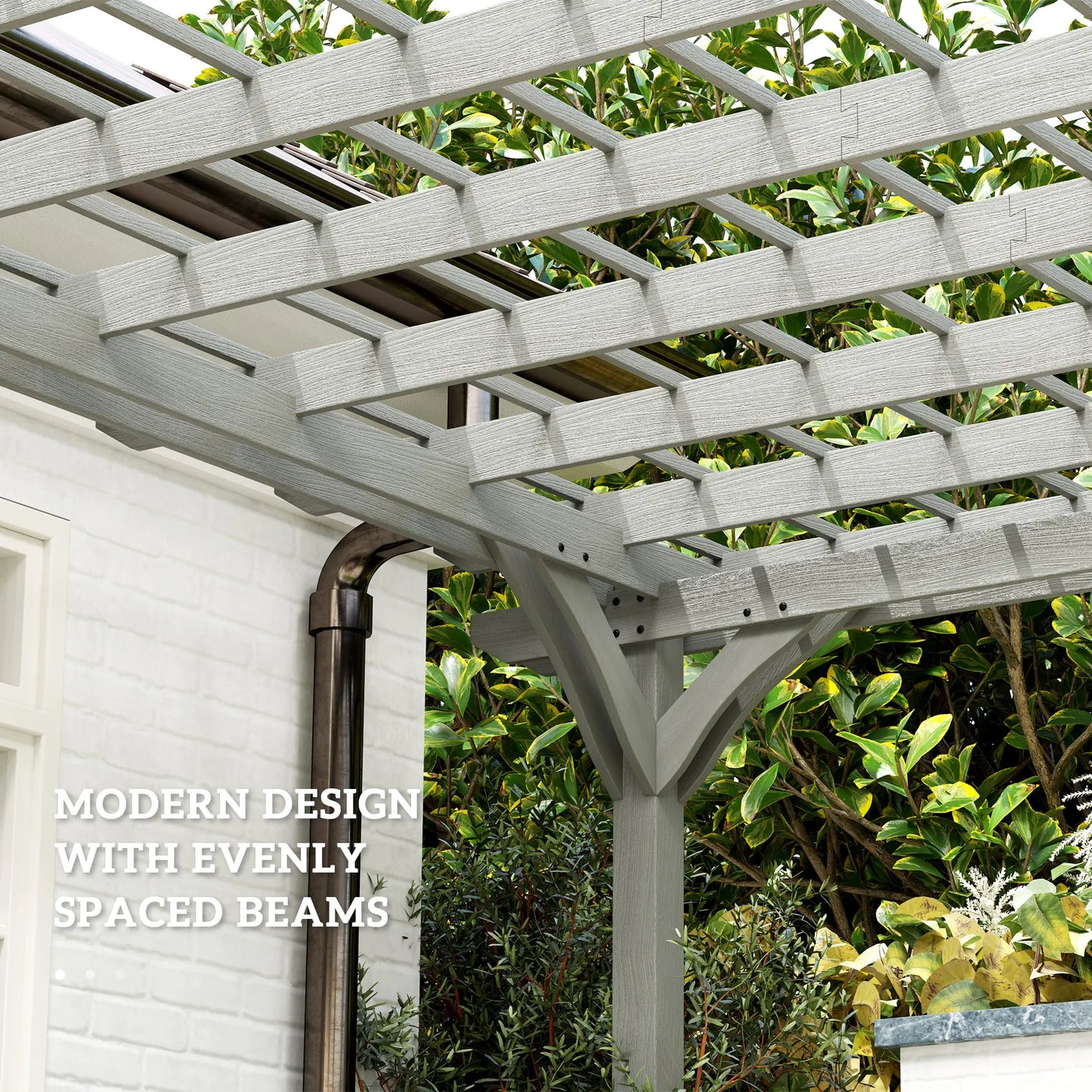 Outsunny 12' x 20' Outdoor Pergola, Wood Gazebo Grape Trellis with Stable Structure for Climbing Plant Support, Gray