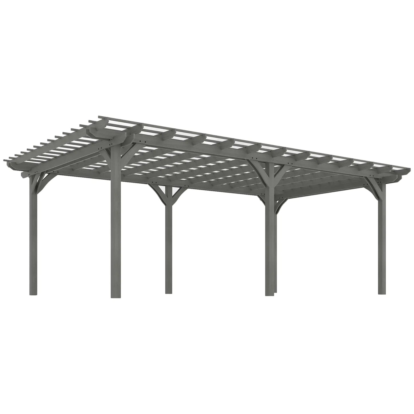 Outsunny 12' x 20' Outdoor Pergola, Wood Gazebo Grape Trellis with Stable Structure for Climbing Plant Support, Gray