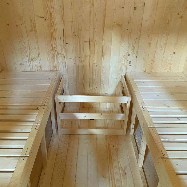 Outdoor Rustic Cedar Square Sauna – 4 Person – 4.5 kW UL Certified Electric Heater