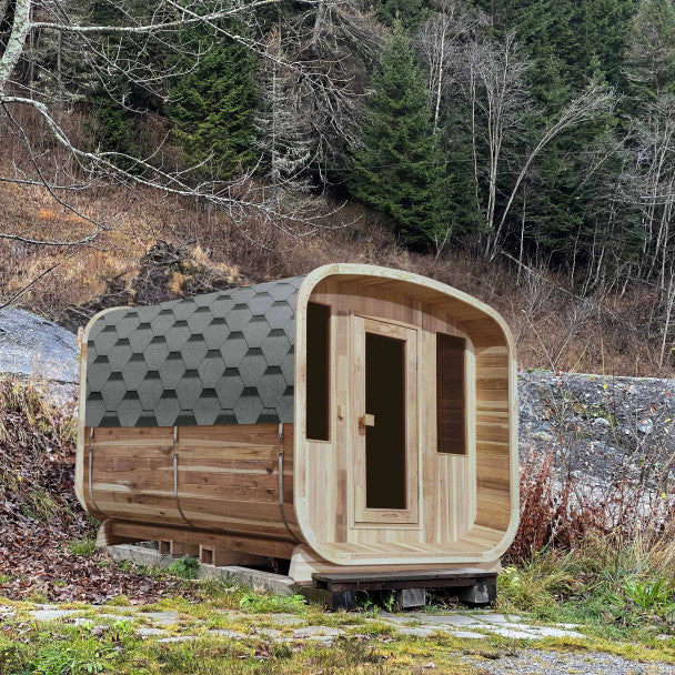Outdoor Rustic Cedar Square Sauna – 4 Person – 4.5 kW UL Certified Electric Heater