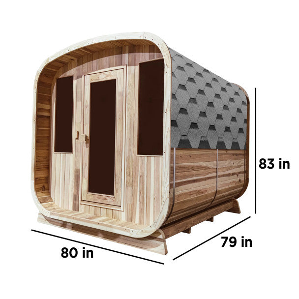 Outdoor Rustic Cedar Square Sauna – 4 Person – 4.5 kW UL Certified Electric Heater