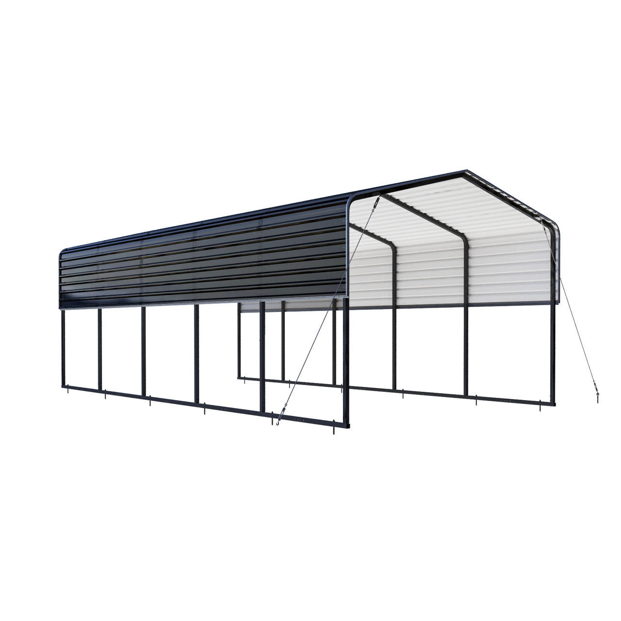 Aleko 12 x 25 x 9.6' Metal Carport with Corrugated Roof - Black