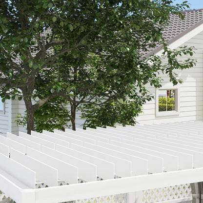 Outsunny 12' x 19' Aluminum Pergola with Adjustable Louvered, Outdoor Pergola with Curtains and Netting, Cream White