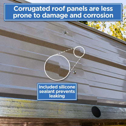 Aleko 12 x 25 x 9.6' Metal Carport with Corrugated Roof - Gray