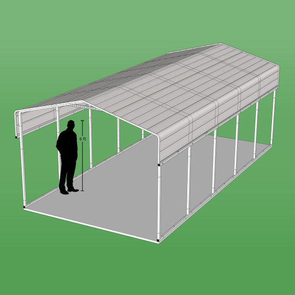 Aleko 12 x 30 x 9.6' Metal Carport with Corrugated Roof - Gray