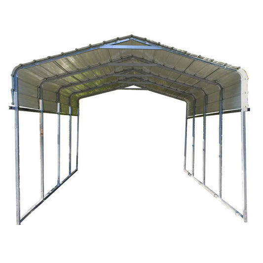 Aleko 12 x 25 x 9.6' Metal Carport with Corrugated Roof - Gray