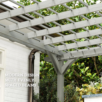 Outsunny 12' x 20' Outdoor Pergola, Wood Gazebo Grape Trellis with Stable Structure for Climbing Plant Support, Gray