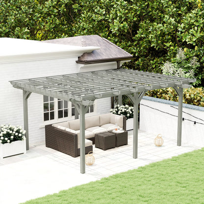 Outsunny 12' x 16' Outdoor Pergola, Wood Gazebo Grape Trellis with Stable Structure for Climbing Plant Support, Gray