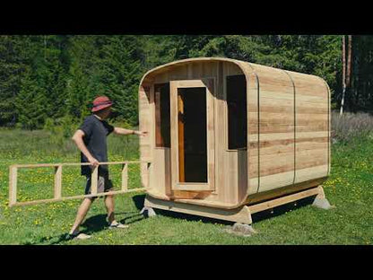 Outdoor Rustic Cedar Square Sauna – 4 Person – 4.5 kW UL Certified Electric Heater